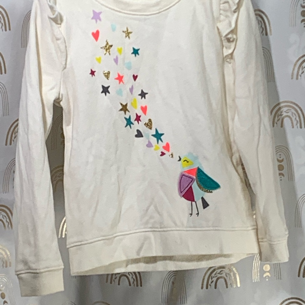 Jumping Beans Cream Long Sleeve Shirt with Bird and Stars